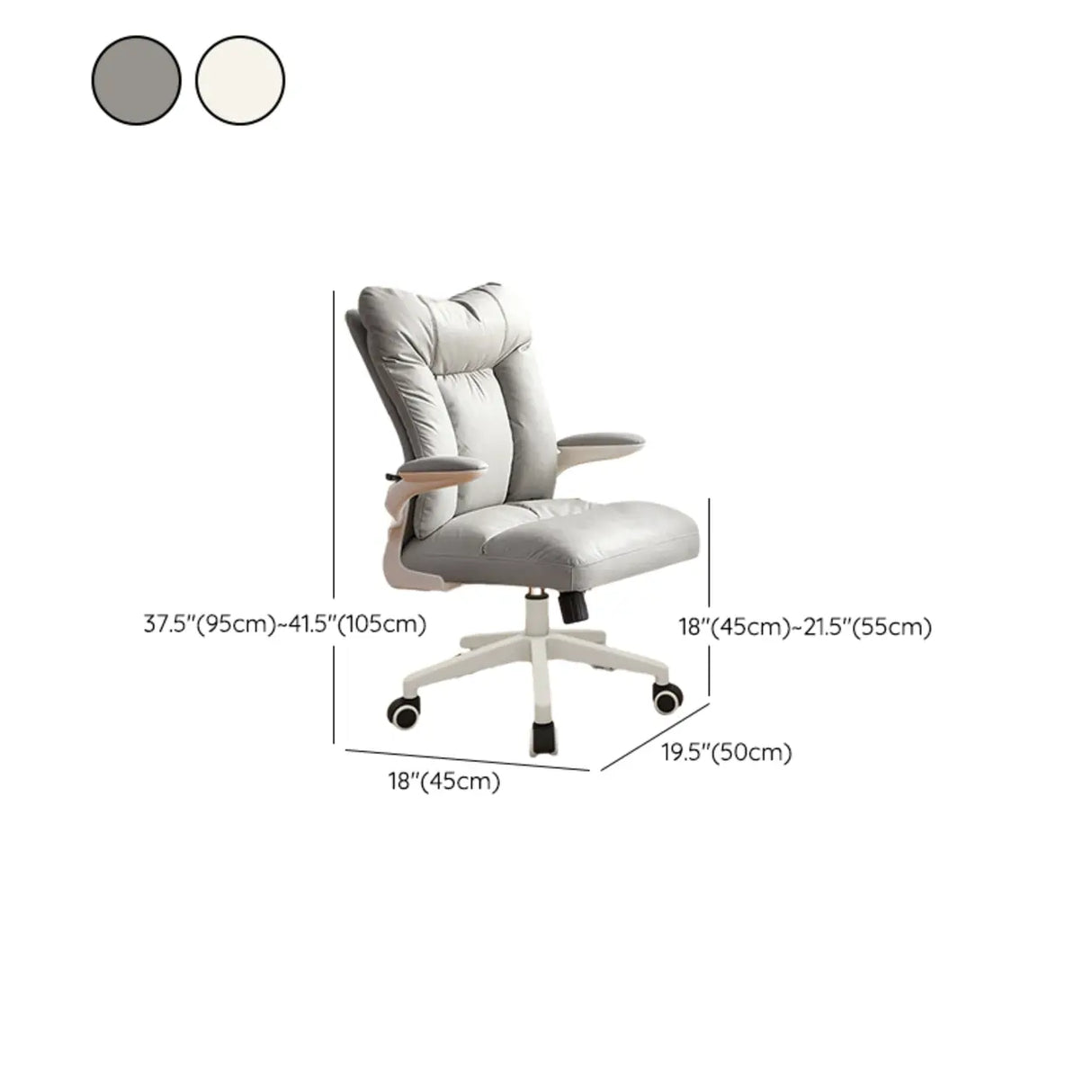 Ergonomic Off-White Modern Swivel Office Chair Image - 18