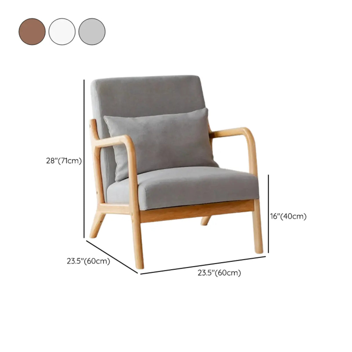Ergonomic Off-White Removable Cushions Wooden Arm Chair Image - 13