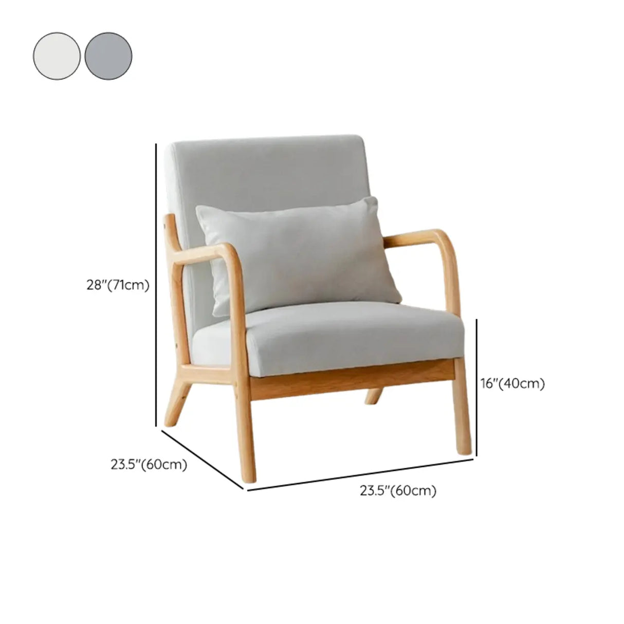 Ergonomic Off-White Removable Cushions Wooden Arm Chair Image - 14