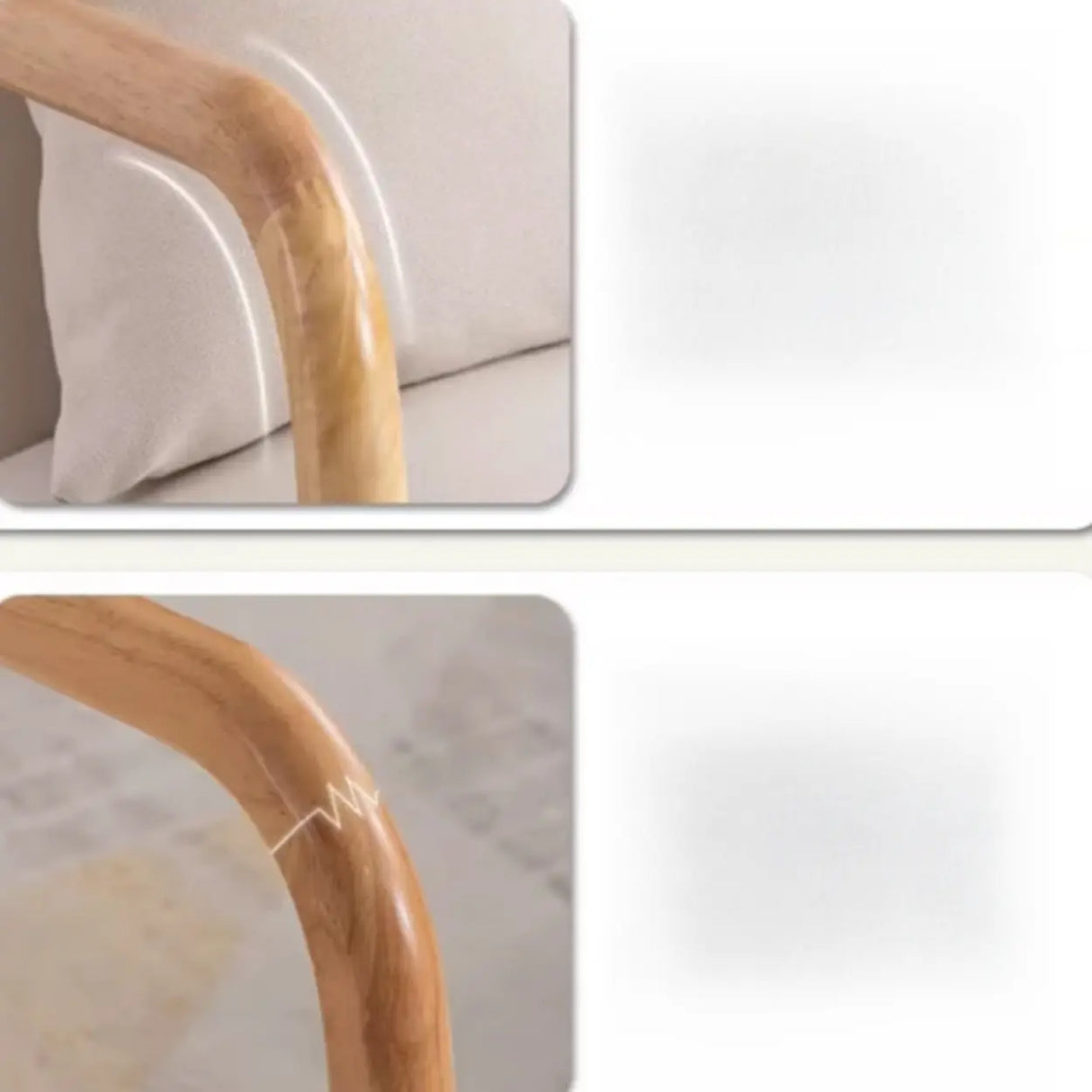 Ergonomic Off-White Removable Cushions Wooden Arm Chair Image - 6