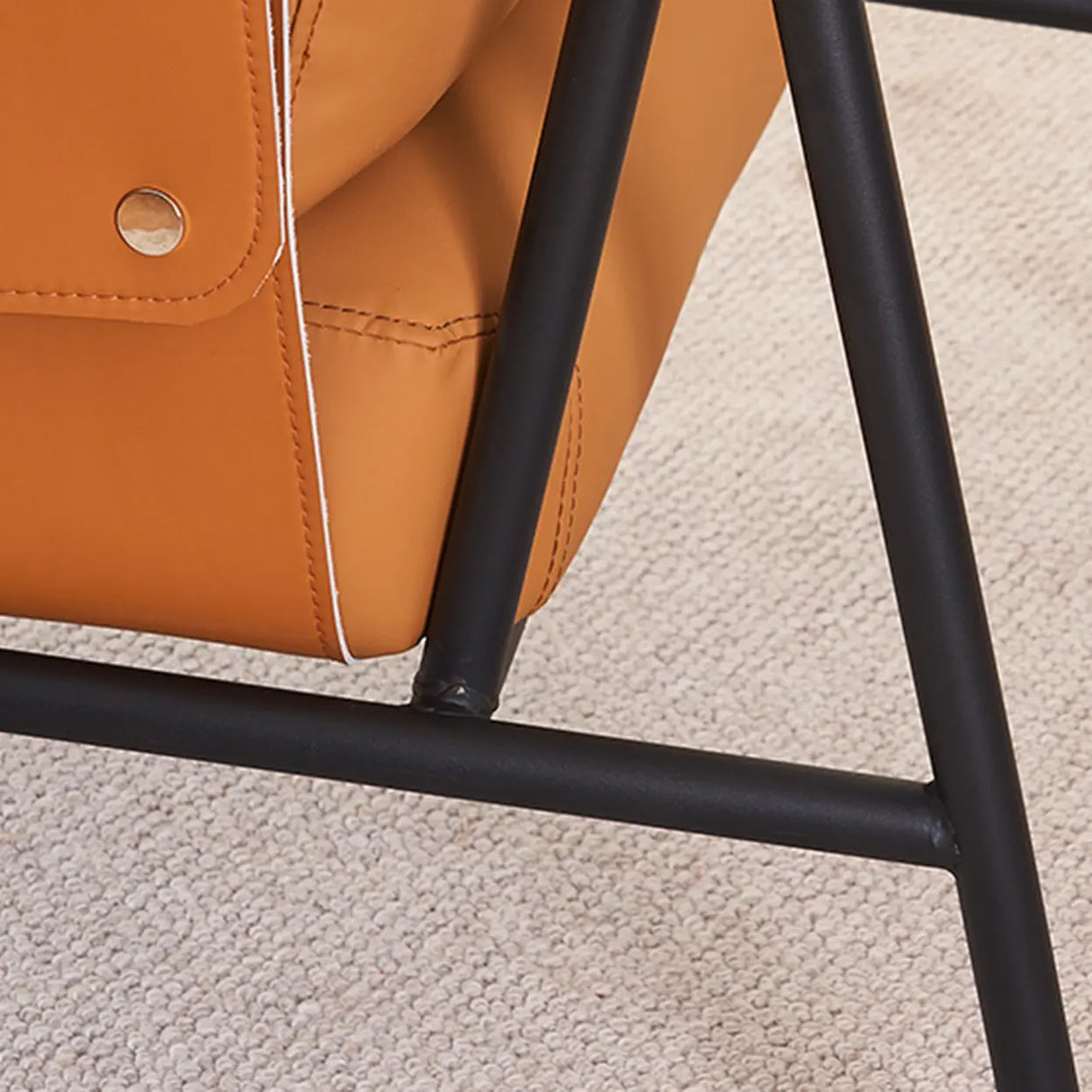 Ergonomic Orange Cotton Linen Cushion Back Lounge Chair Image - 11