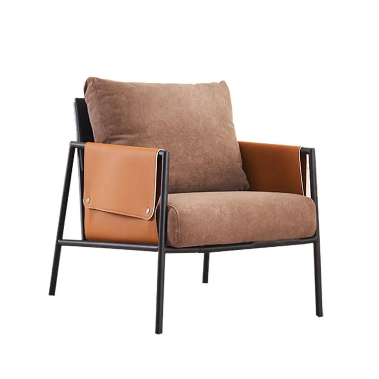 Ergonomic Orange Cotton Linen Cushion Back Lounge Chair Image - 12