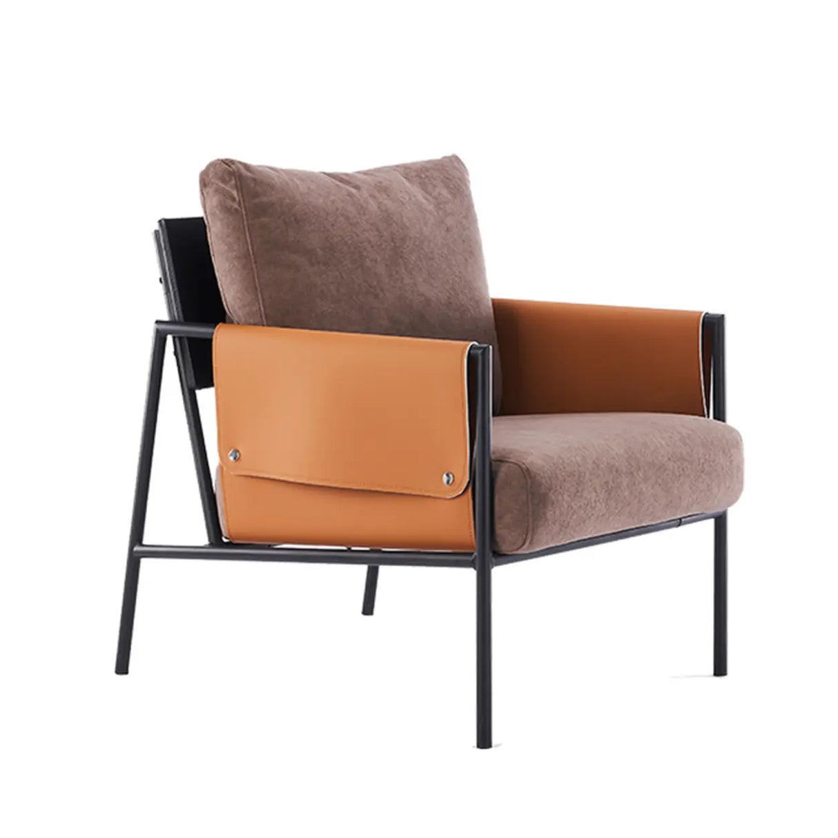 Ergonomic Orange Cotton Linen Cushion Back Lounge Chair Image - 13