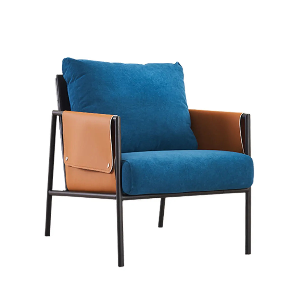 Ergonomic Orange Cotton Linen Cushion Back Lounge Chair Image - 14