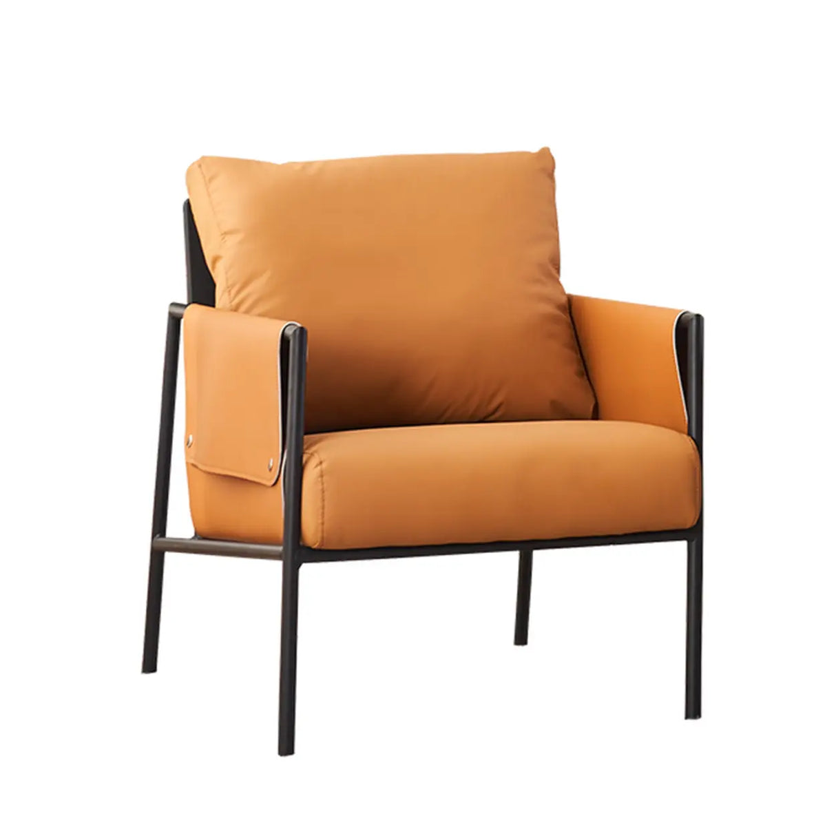 Ergonomic Orange Cotton Linen Cushion Back Lounge Chair Image - 2