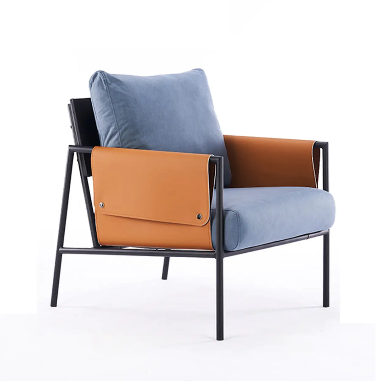 Ergonomic Orange Cotton Linen Cushion Back Lounge Chair Image - 21