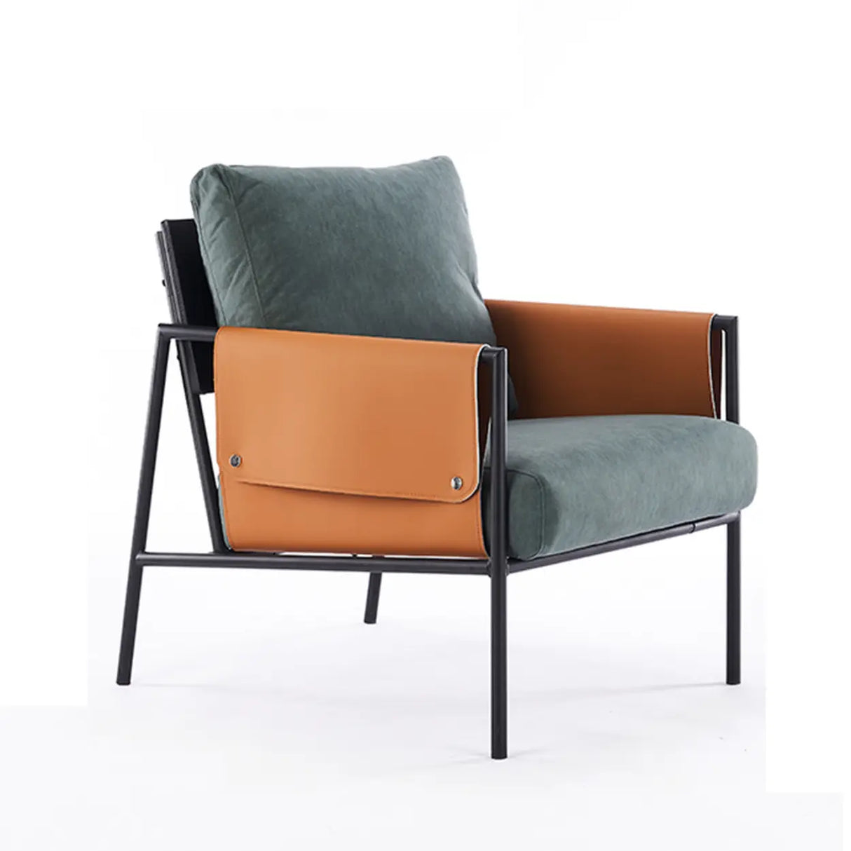 Ergonomic Orange Cotton Linen Cushion Back Lounge Chair Image - 22