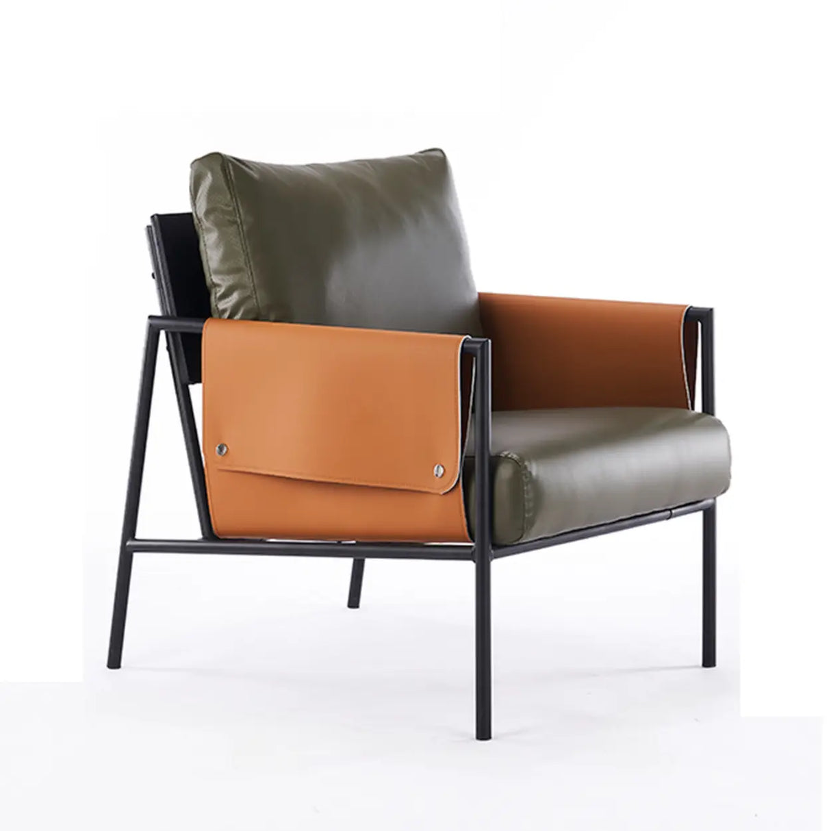 Ergonomic Orange Cotton Linen Cushion Back Lounge Chair Image - 23