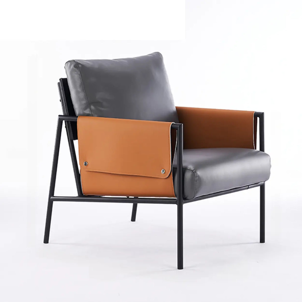 Ergonomic Orange Cotton Linen Cushion Back Lounge Chair Image - 25