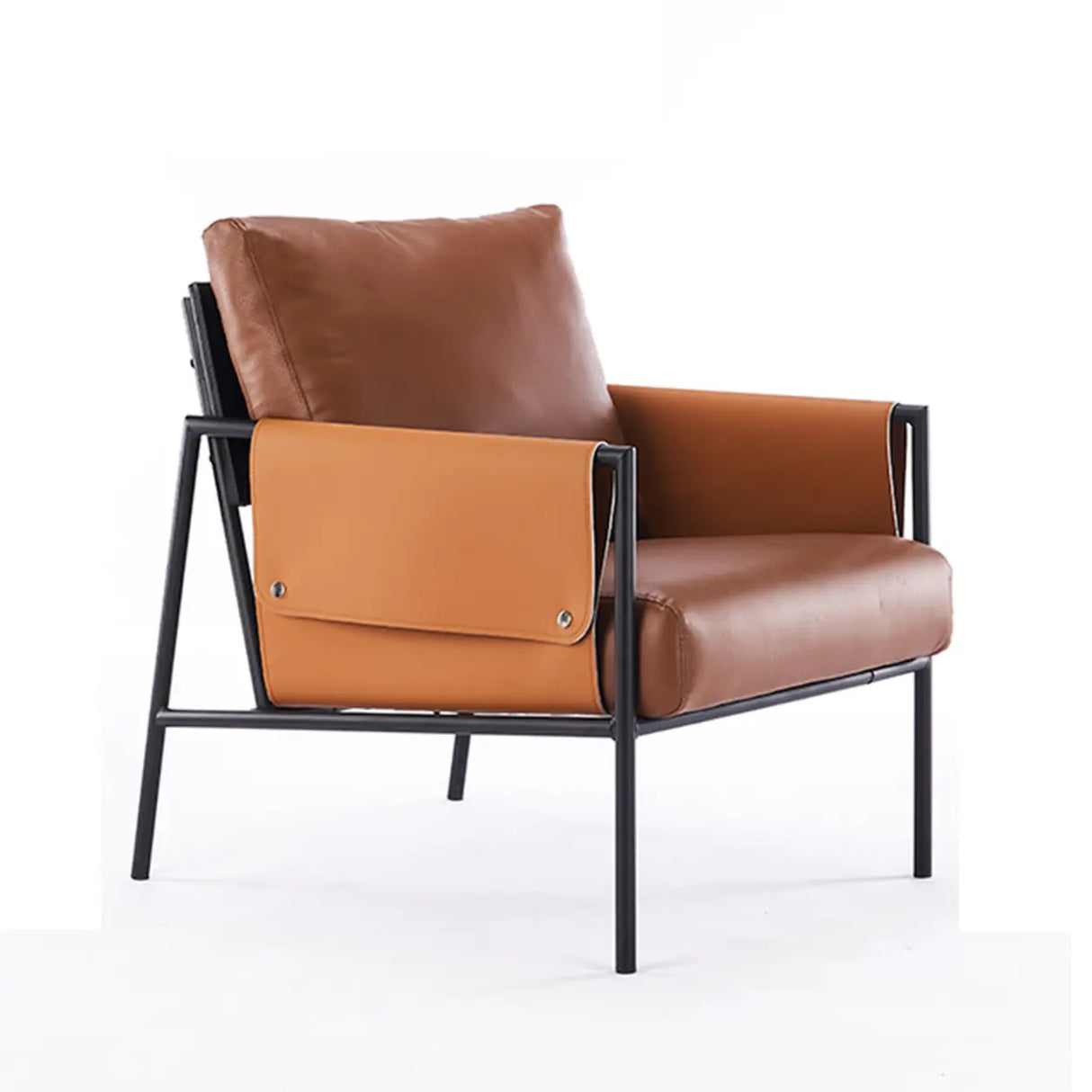 Ergonomic Orange Cotton Linen Cushion Back Lounge Chair Image - 26