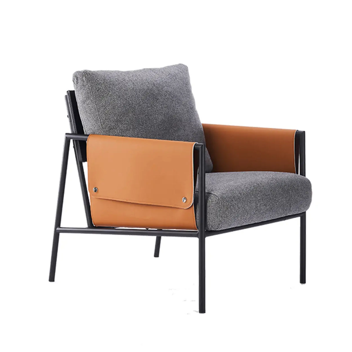 Ergonomic Orange Cotton Linen Cushion Back Lounge Chair Image - 28