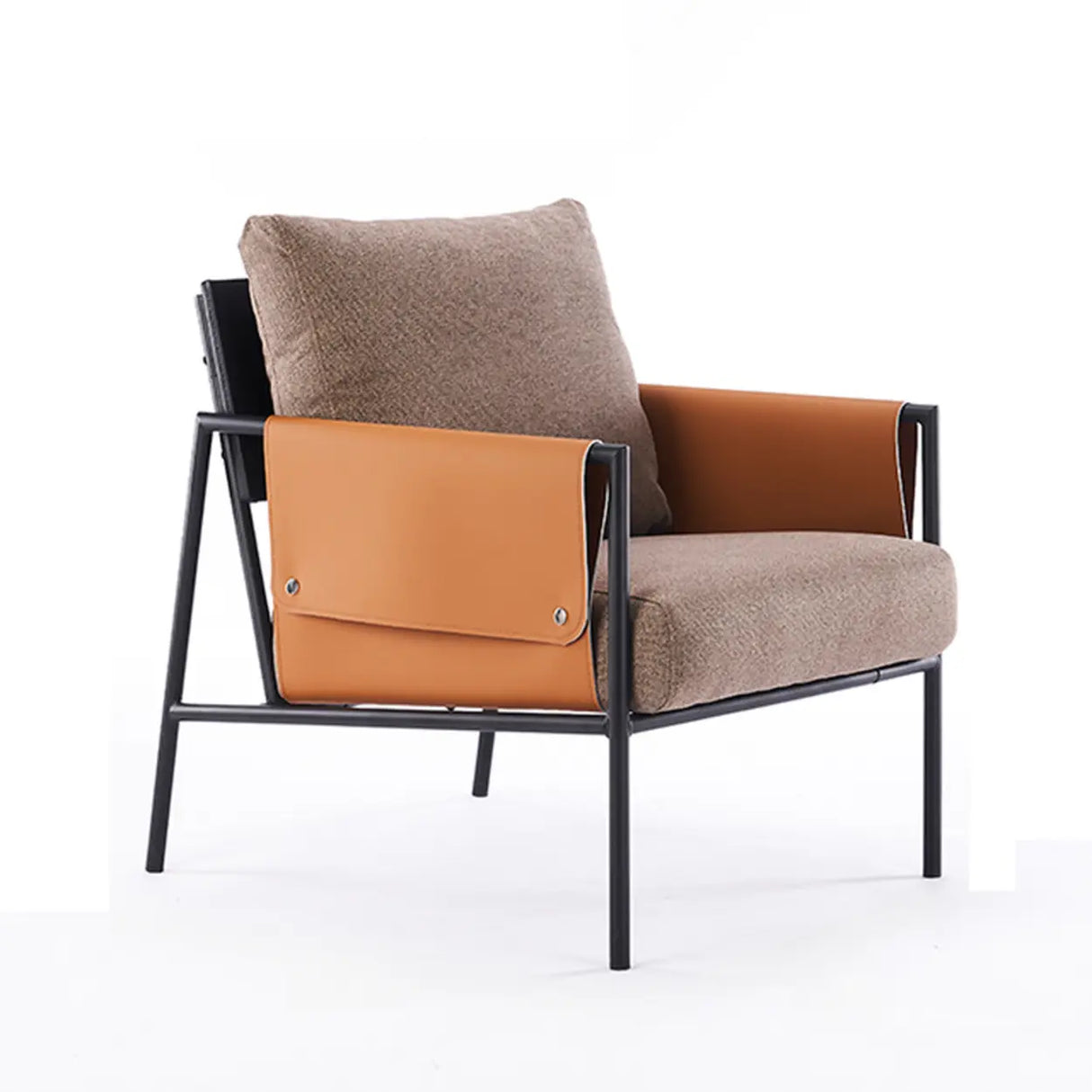 Ergonomic Orange Cotton Linen Cushion Back Lounge Chair Image - 29