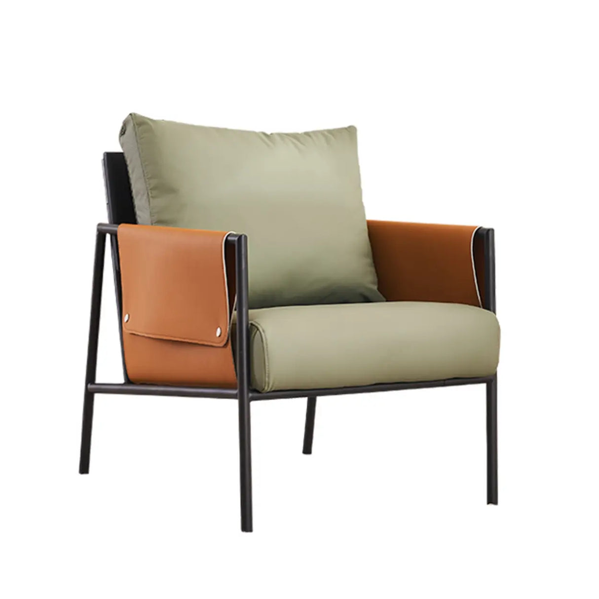 Ergonomic Orange Cotton Linen Cushion Back Lounge Chair Image - 3