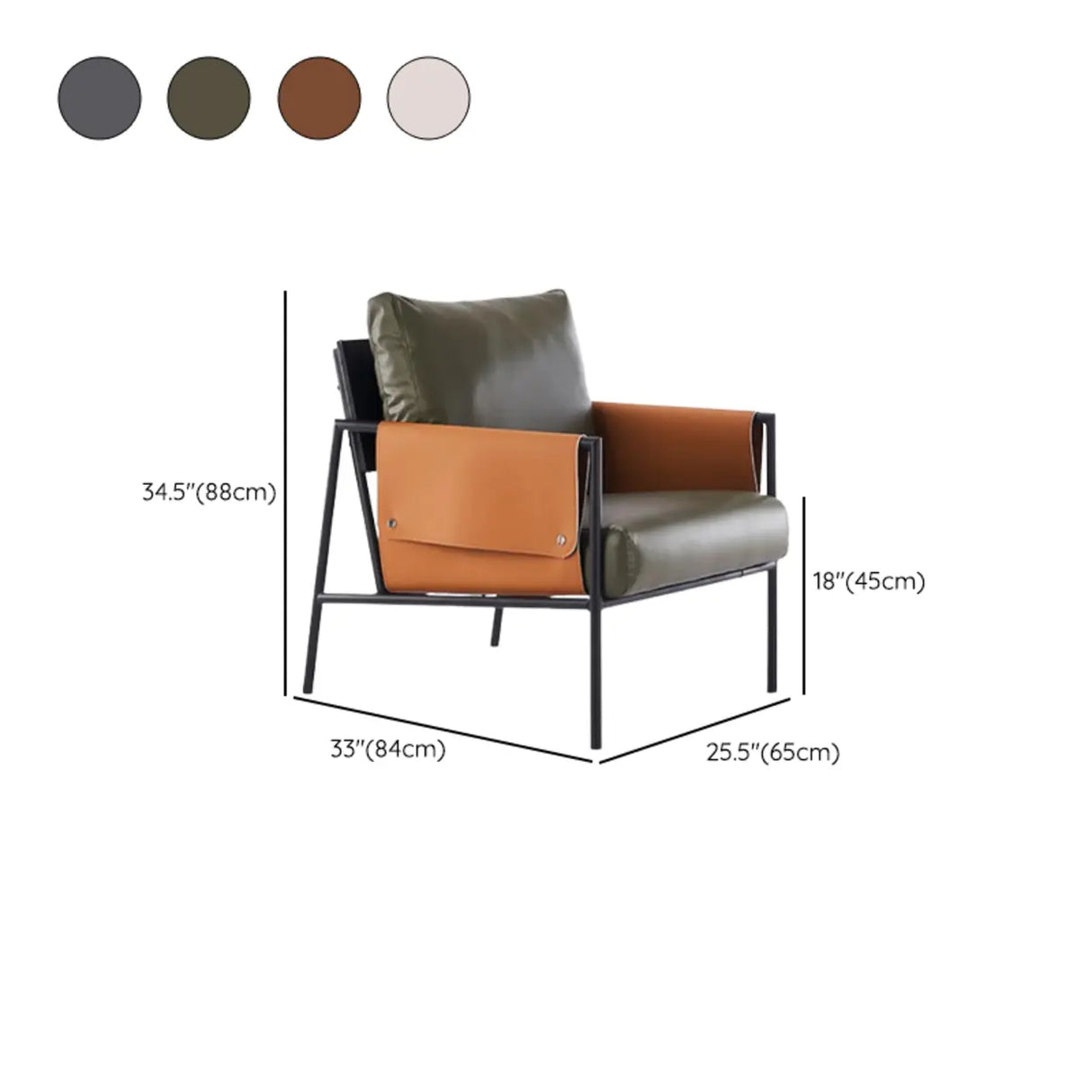 Ergonomic Orange Cotton Linen Cushion Back Lounge Chair Image - 33