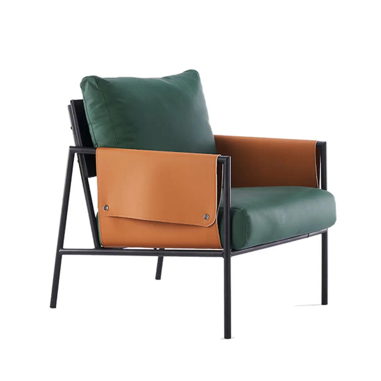 Ergonomic Orange Cotton Linen Cushion Back Lounge Chair Image - 9