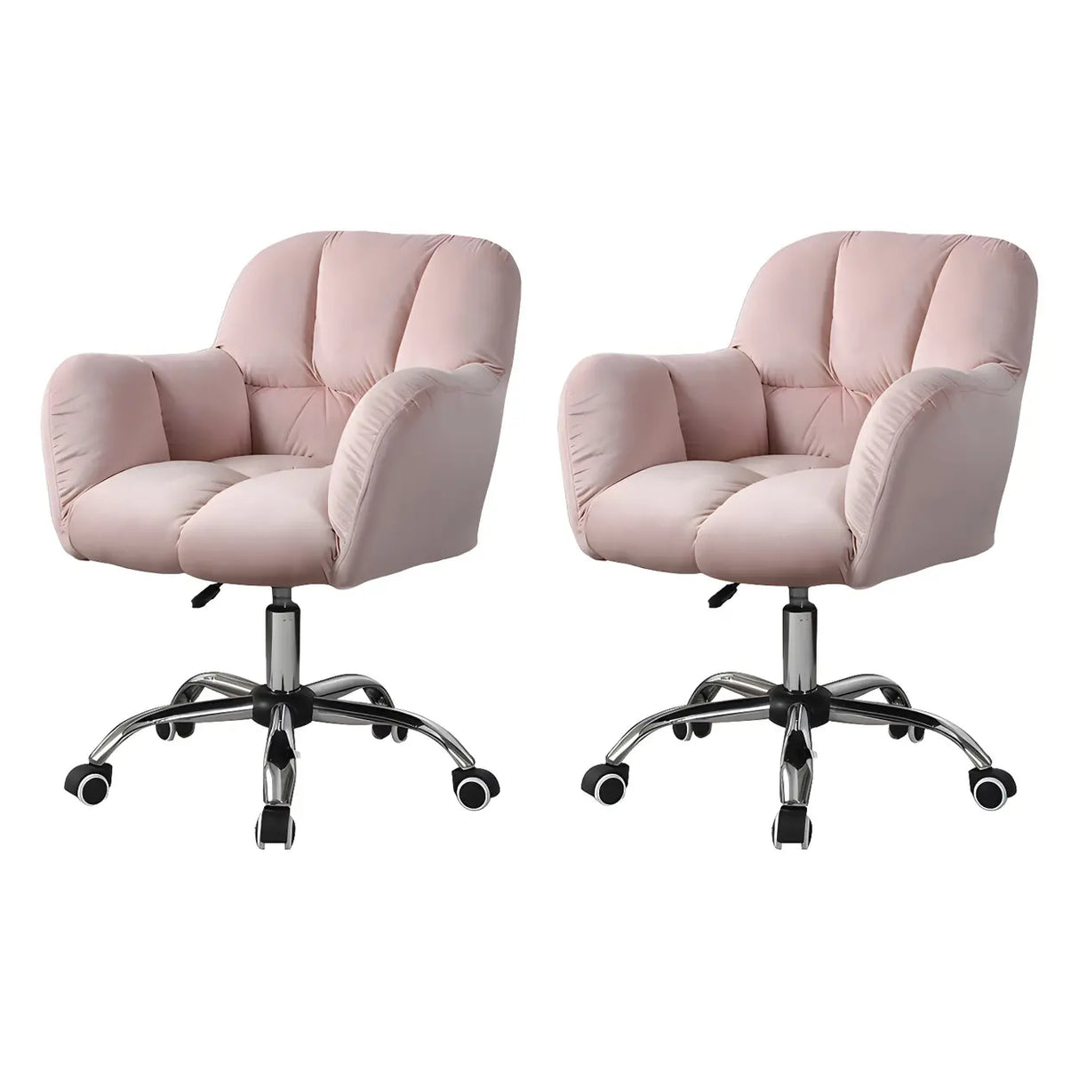 Ergonomic Pink Plush Cozy Velvet Armless Office Chair Image - 12