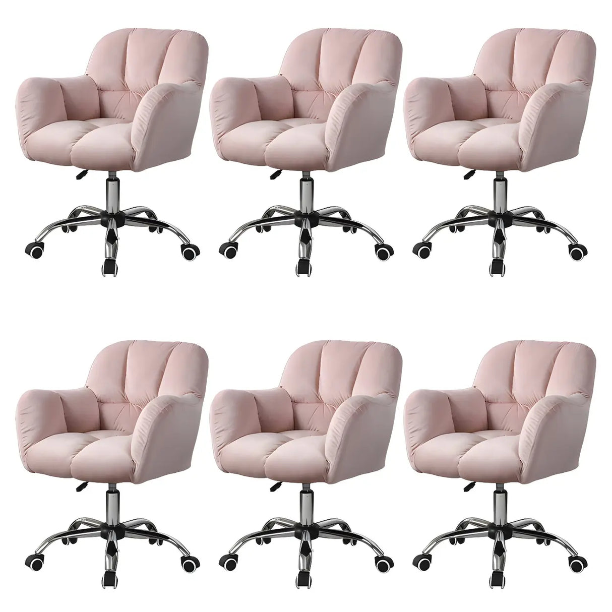 Ergonomic Pink Plush Cozy Velvet Armless Office Chair Image - 16