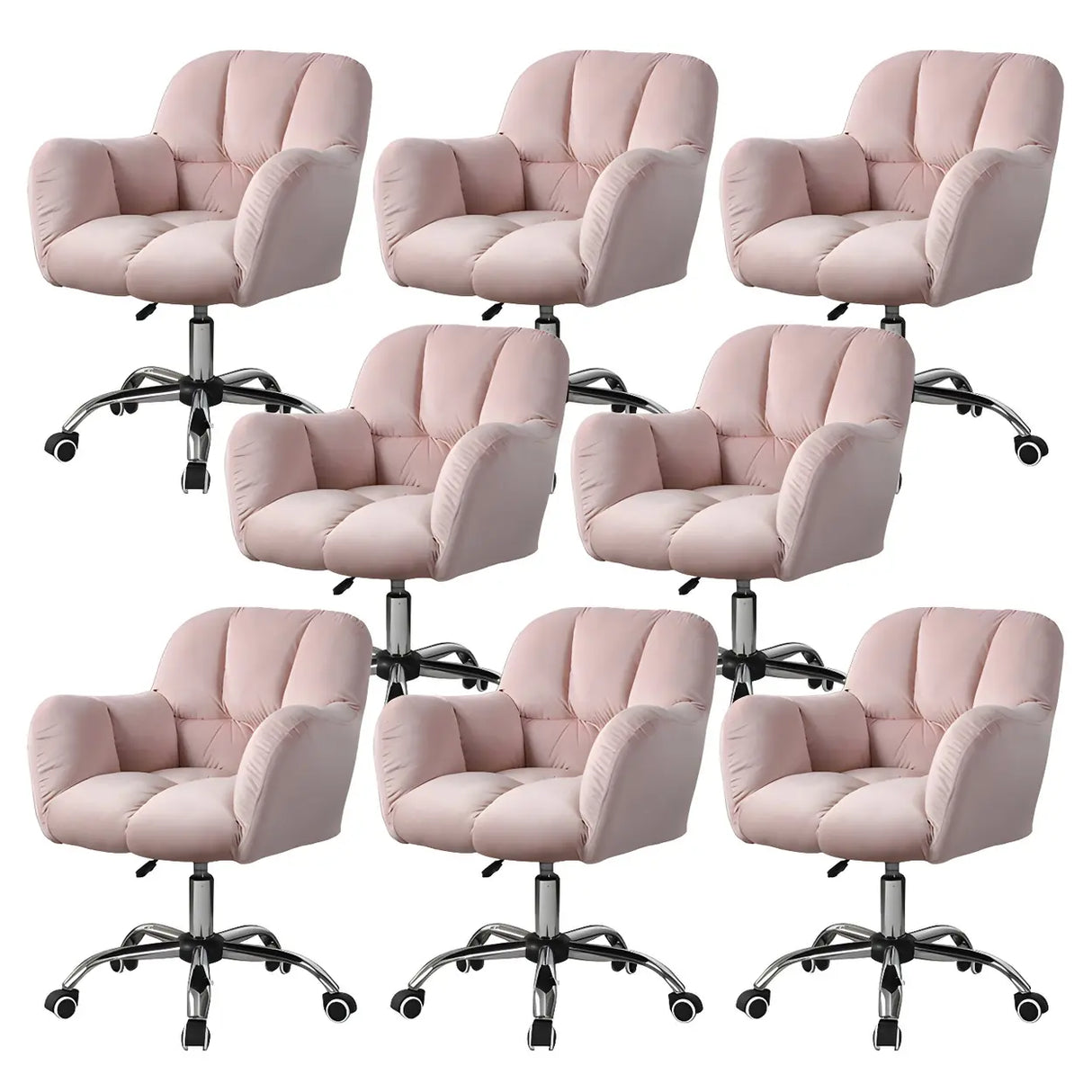 Ergonomic Pink Plush Cozy Velvet Armless Office Chair Image - 18