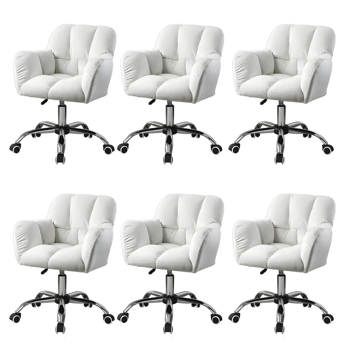 Ergonomic Pink Plush Cozy Velvet Armless Office Chair Image - 22