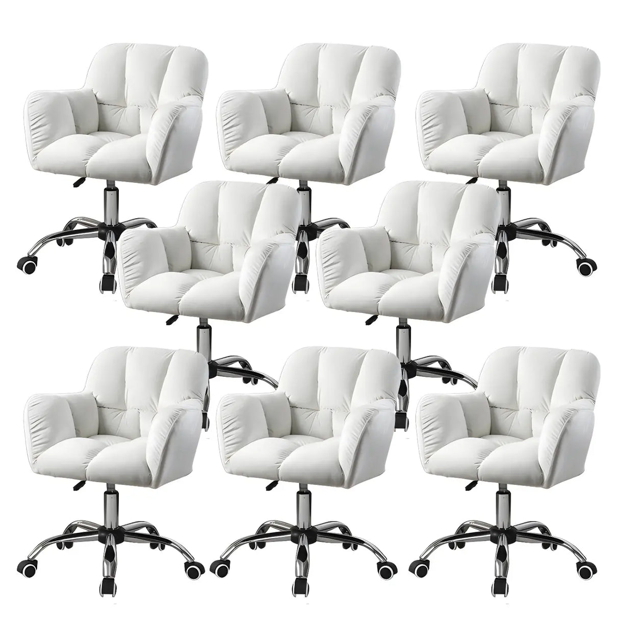 Ergonomic Pink Plush Cozy Velvet Armless Office Chair Image - 23