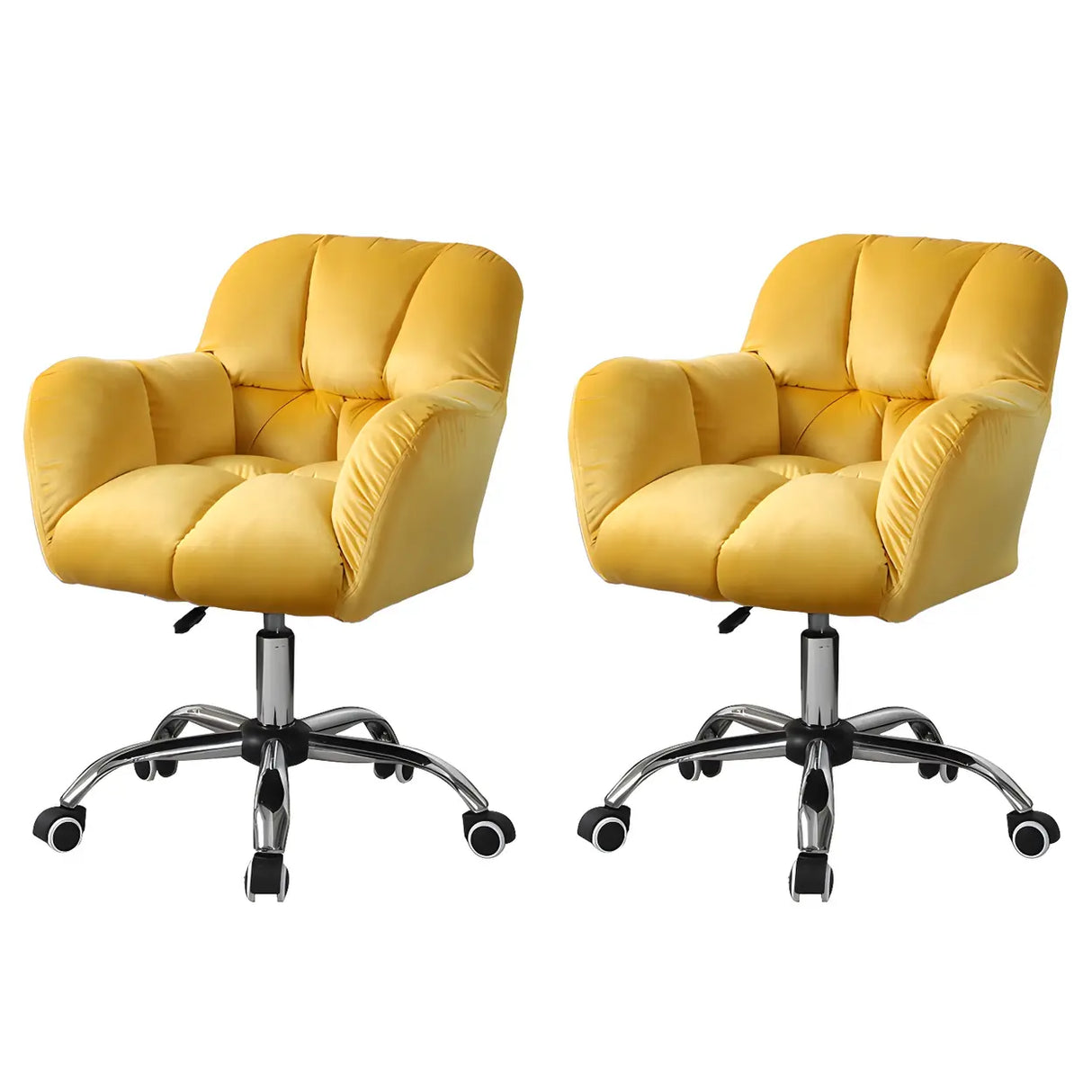 Ergonomic Pink Plush Cozy Velvet Armless Office Chair Image - 24