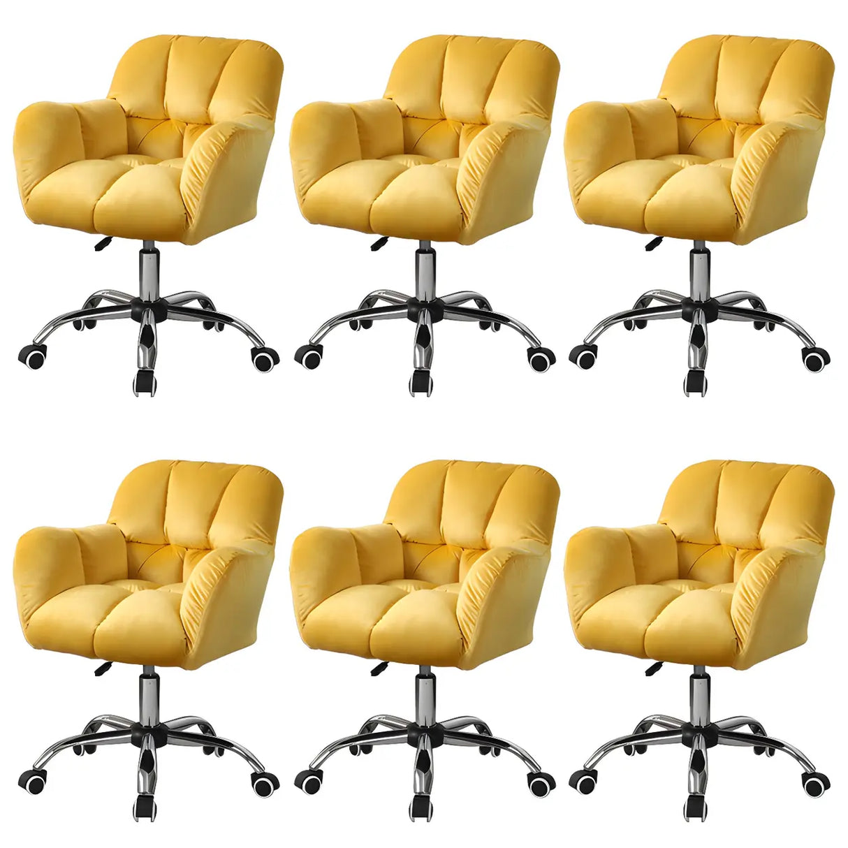 Ergonomic Pink Plush Cozy Velvet Armless Office Chair Image - 26