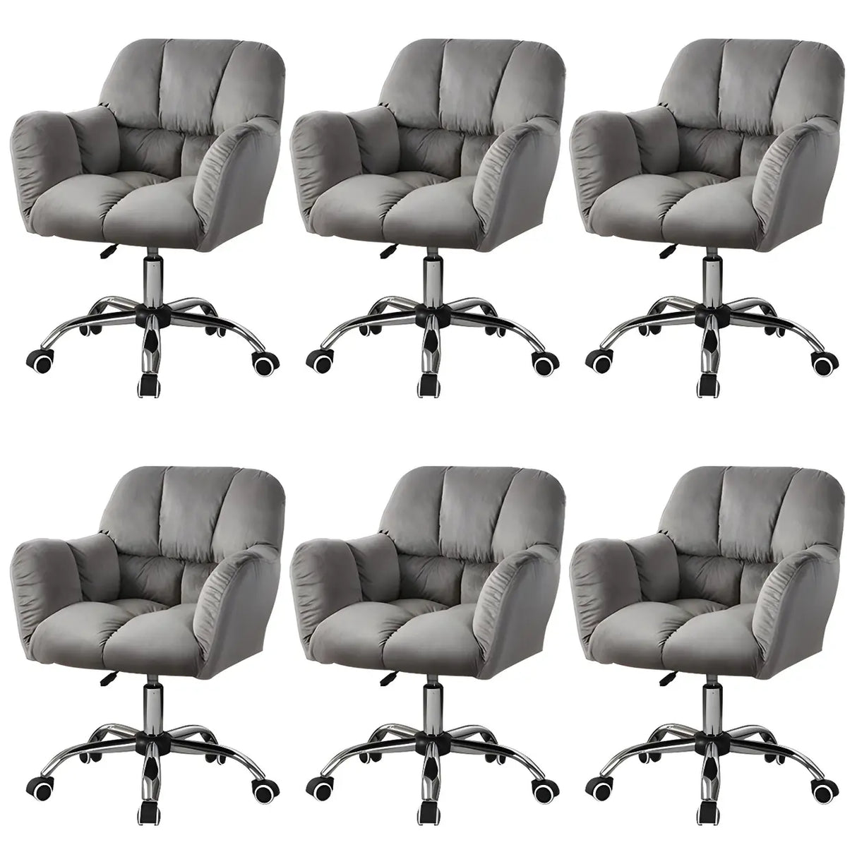 Ergonomic Pink Plush Cozy Velvet Armless Office Chair Image - 7