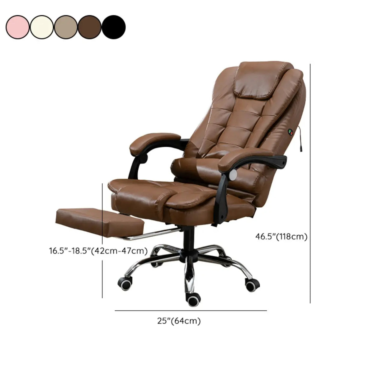 Ergonomic Reclining Leather Swivel Office Chair with Wheels