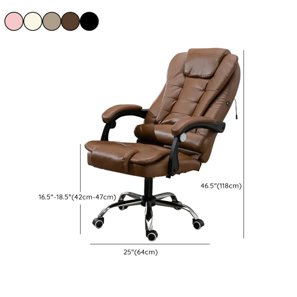 Ergonomic Reclining Leather Swivel Office Chair with Wheels Image - 19