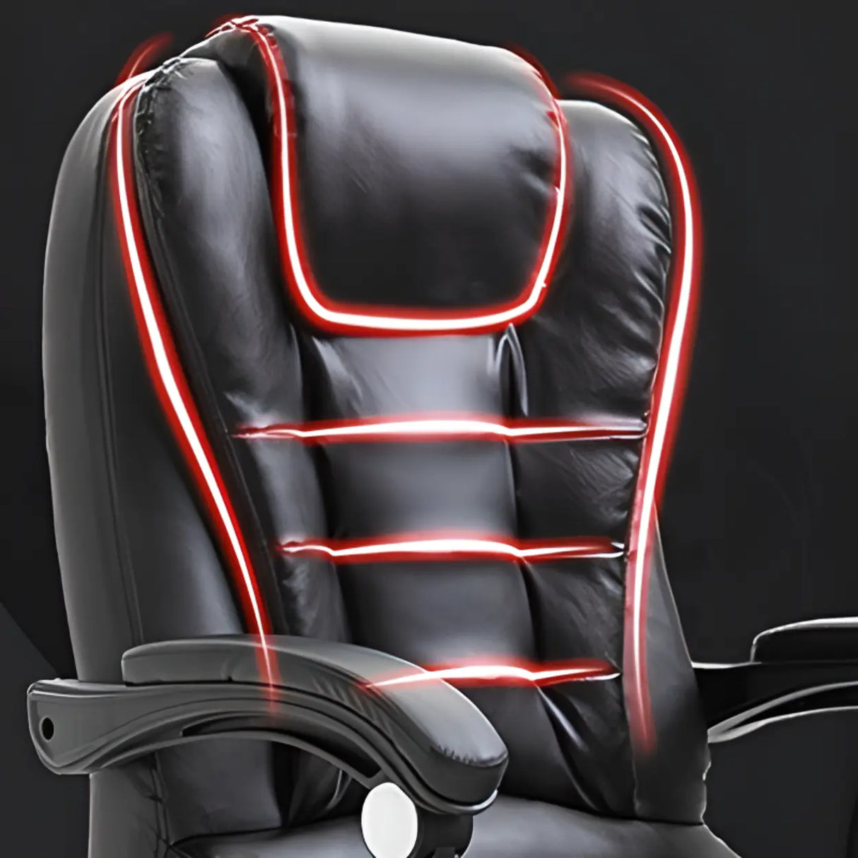 Ergonomic Reclining Leather Swivel Office Chair with Wheels Image - 3