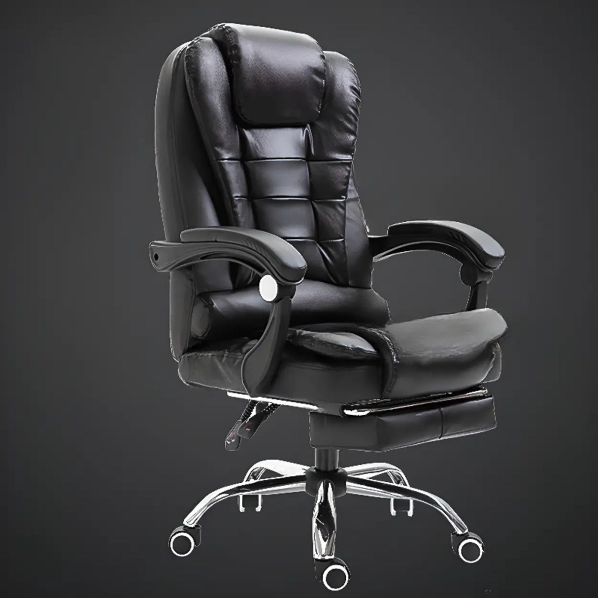 Ergonomic Reclining Leather Swivel Office Chair with Wheels Image - 4