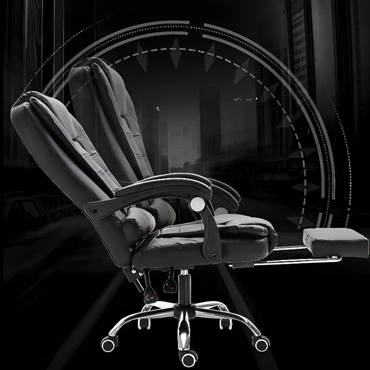 Ergonomic Reclining Leather Swivel Office Chair with Wheels Image - 5