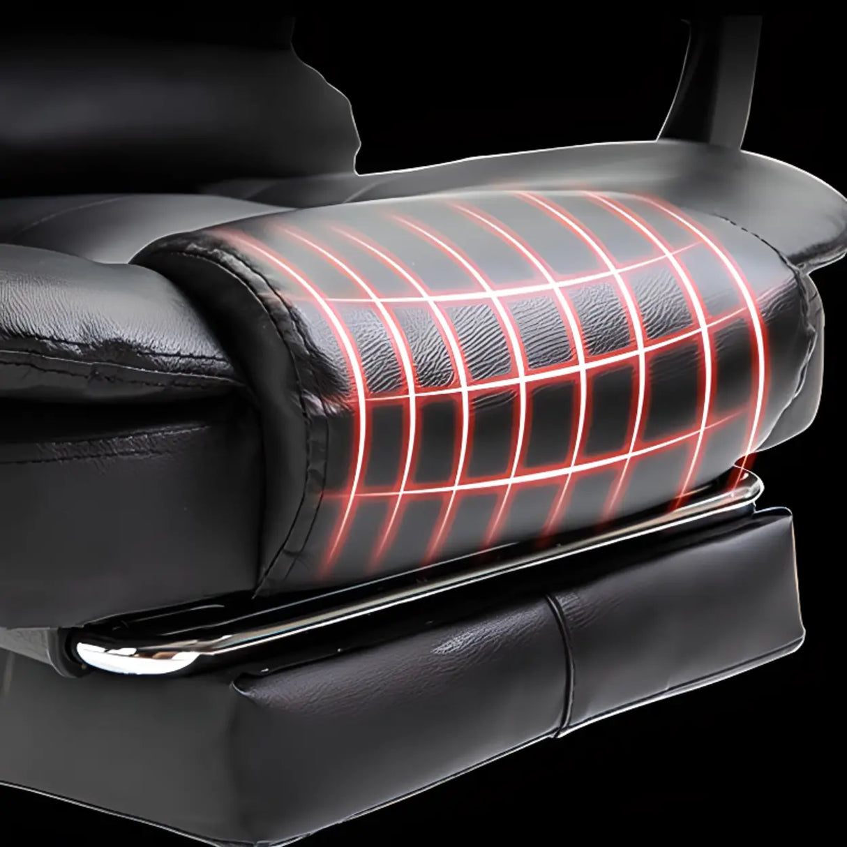 Ergonomic Reclining Leather Swivel Office Chair with Wheels Image - 7