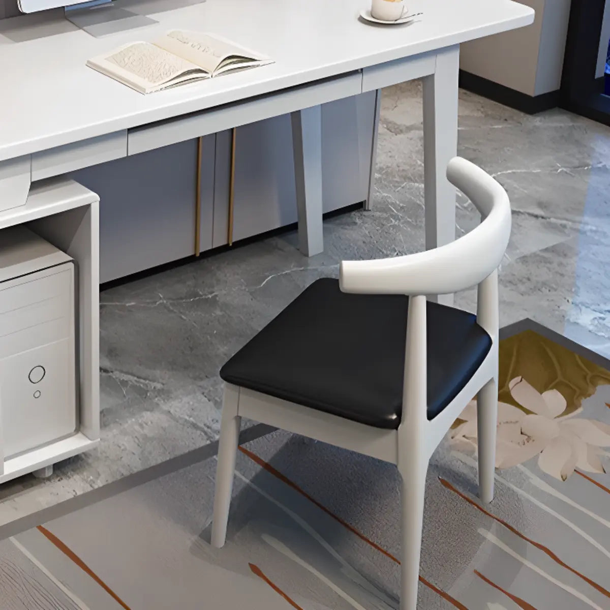 Ergonomic Rubberwood Butcher Block Drawer Computer Desk Image - 7