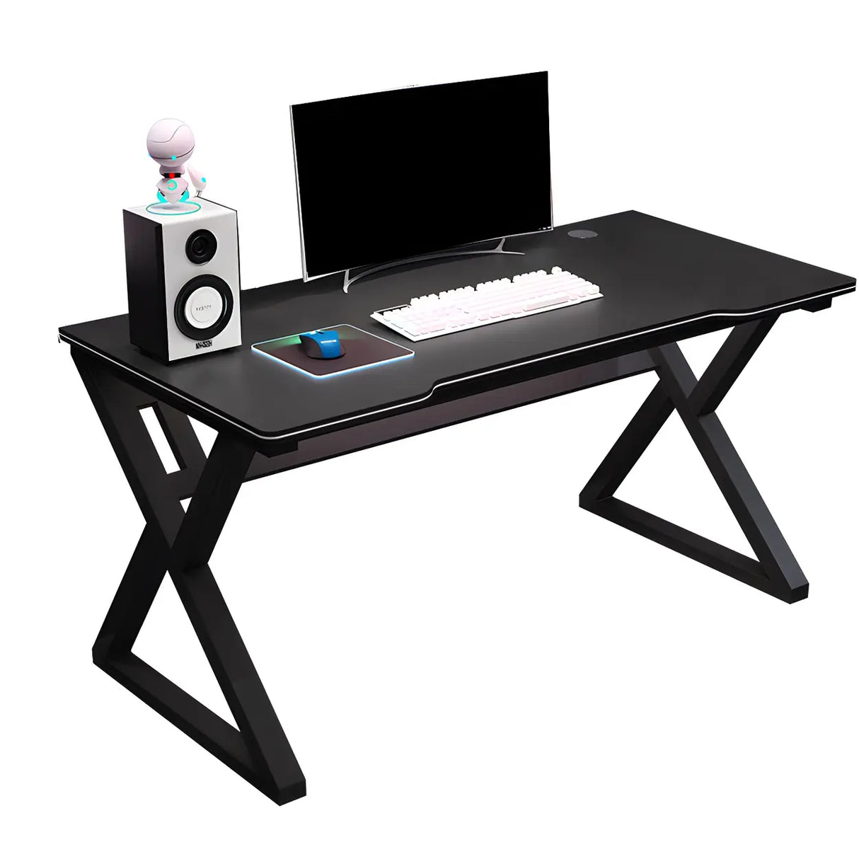 Ergonomic Wood Free Form Sled Double Computer Desk Image - 7