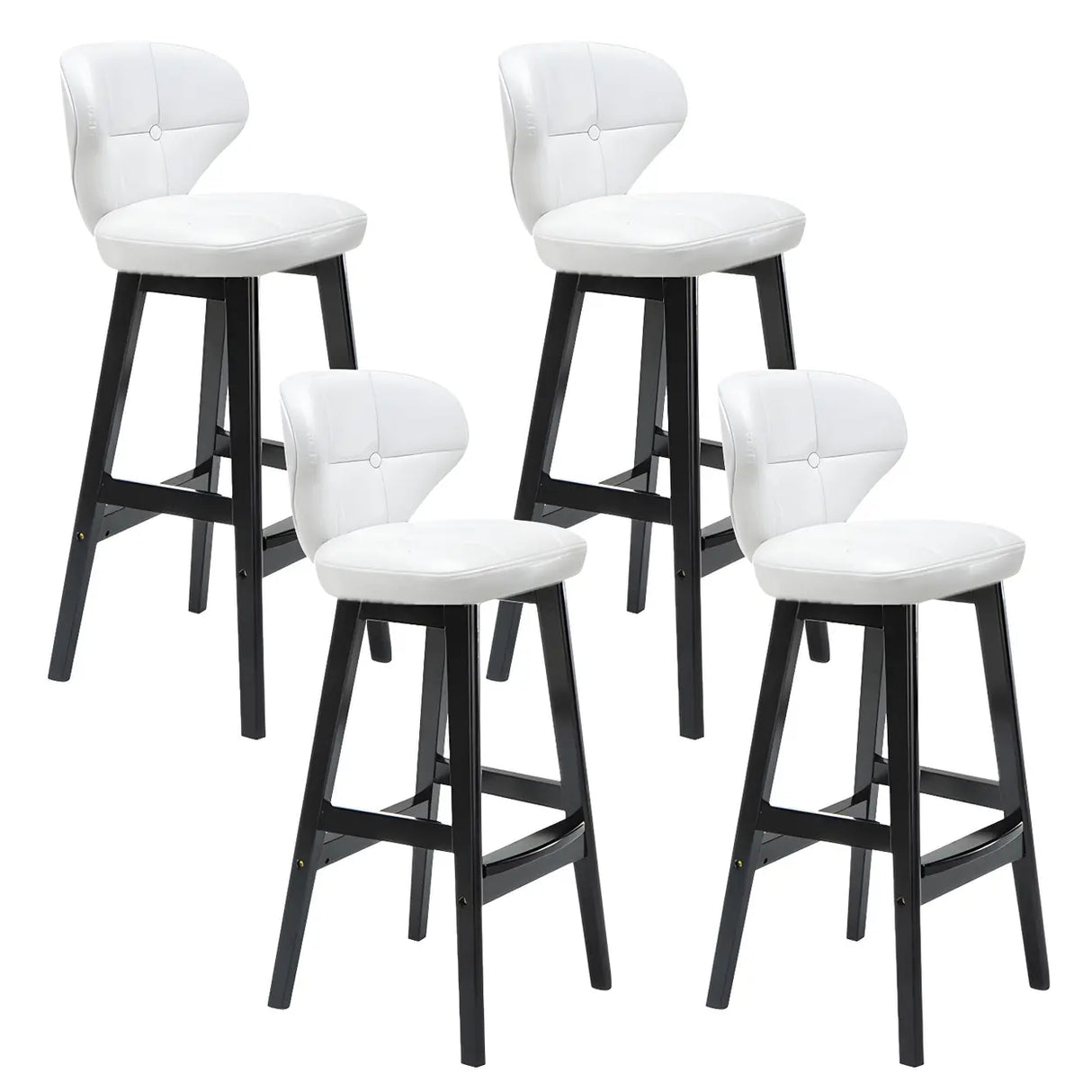 Espresso Wood Leather Upholstered Backrest Bar Stool Image - 15