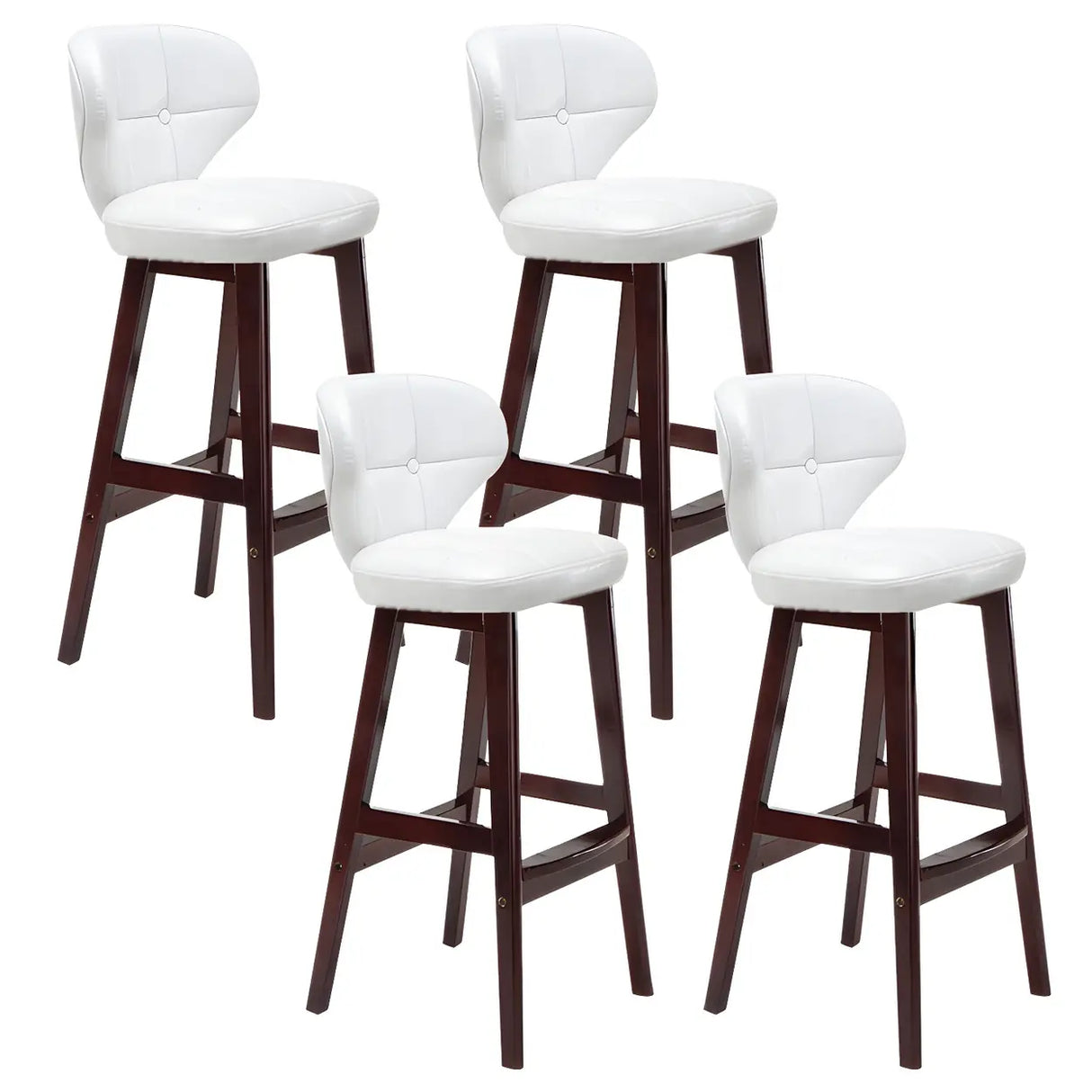 Espresso Wood Leather Upholstered Backrest Bar Stool Image - 17