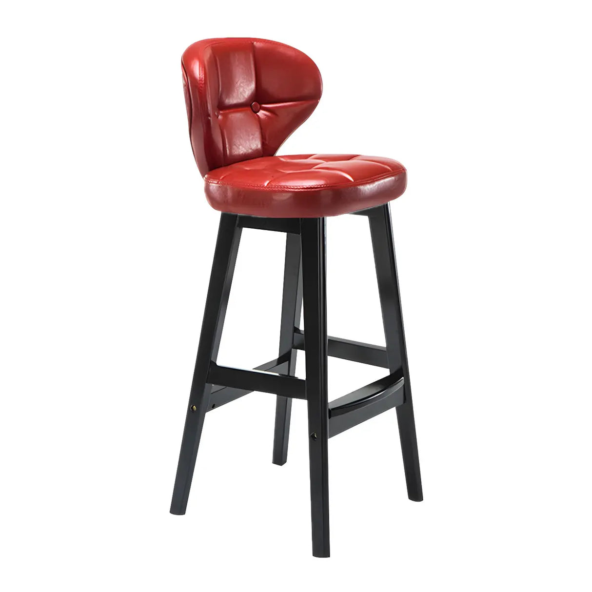Espresso Wood Leather Upholstered Backrest Bar Stool Image - 20
