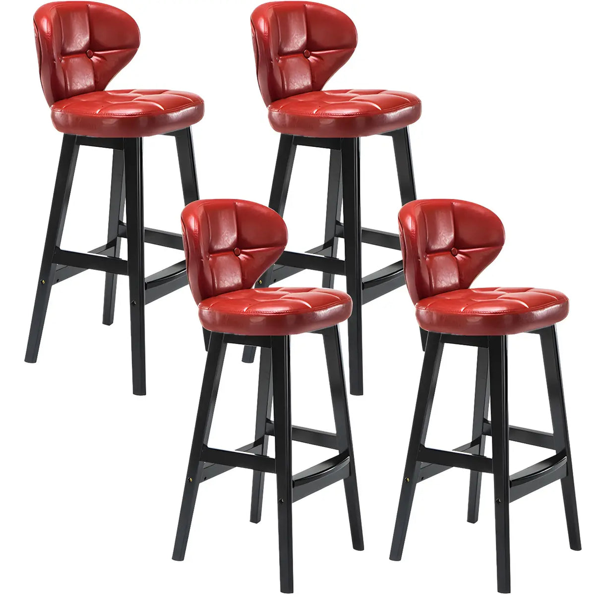 Espresso Wood Leather Upholstered Backrest Bar Stool Image - 21