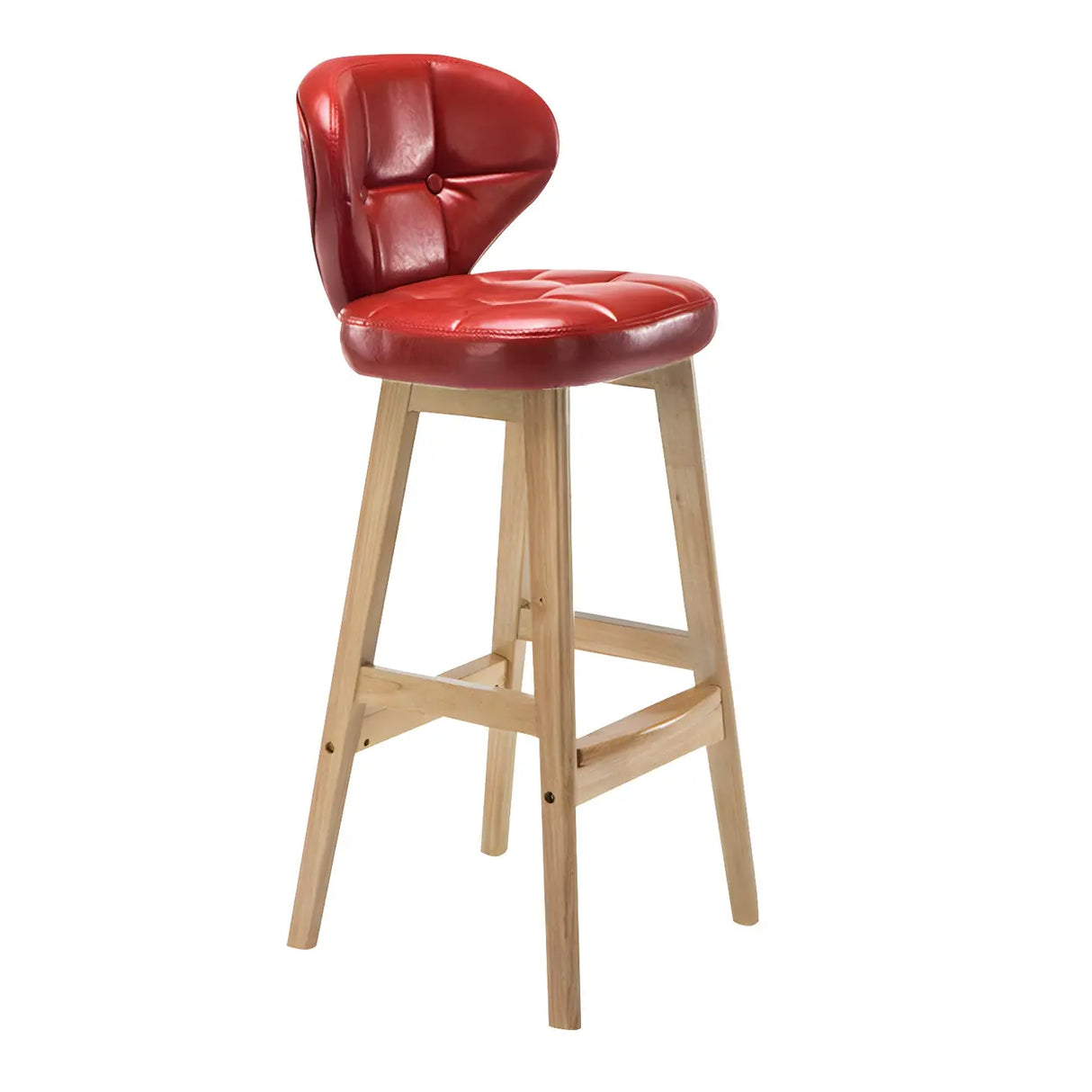 Espresso Wood Leather Upholstered Backrest Bar Stool Image - 22