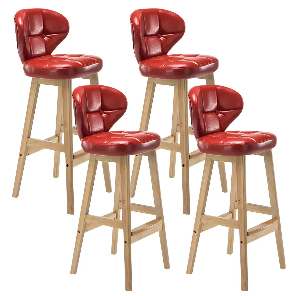 Espresso Wood Leather Upholstered Backrest Bar Stool Image - 23