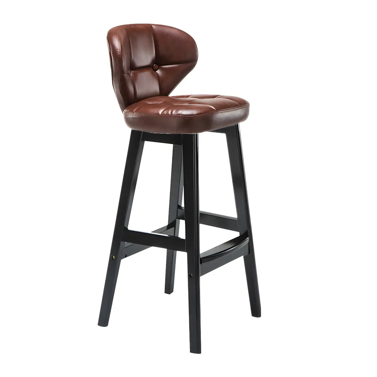 Espresso Wood Leather Upholstered Backrest Bar Stool Image - 24