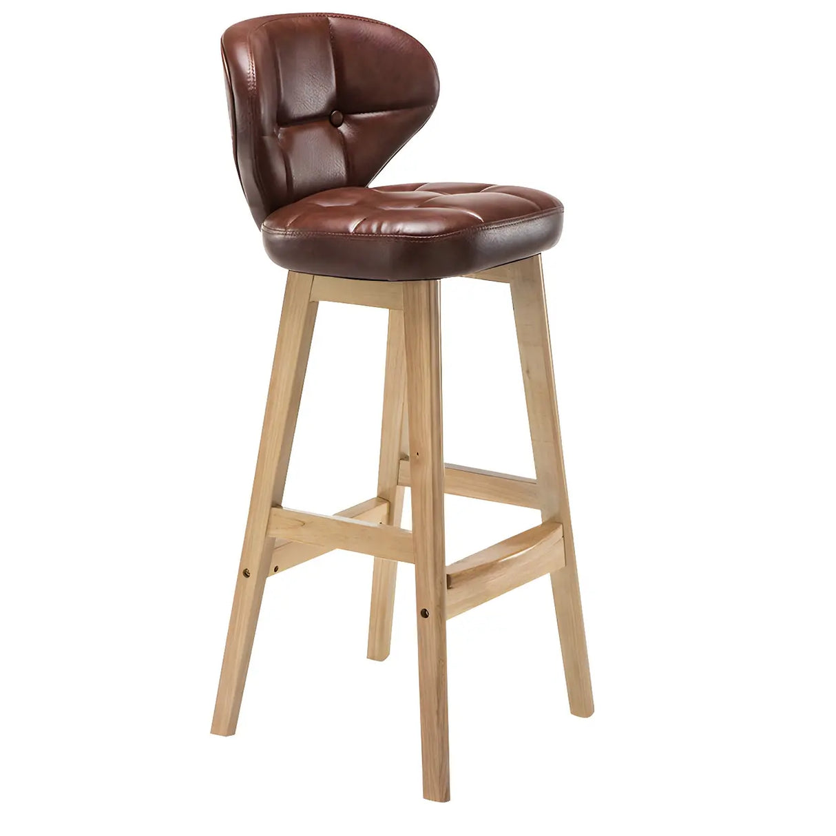 Espresso Wood Leather Upholstered Backrest Bar Stool Image - 28