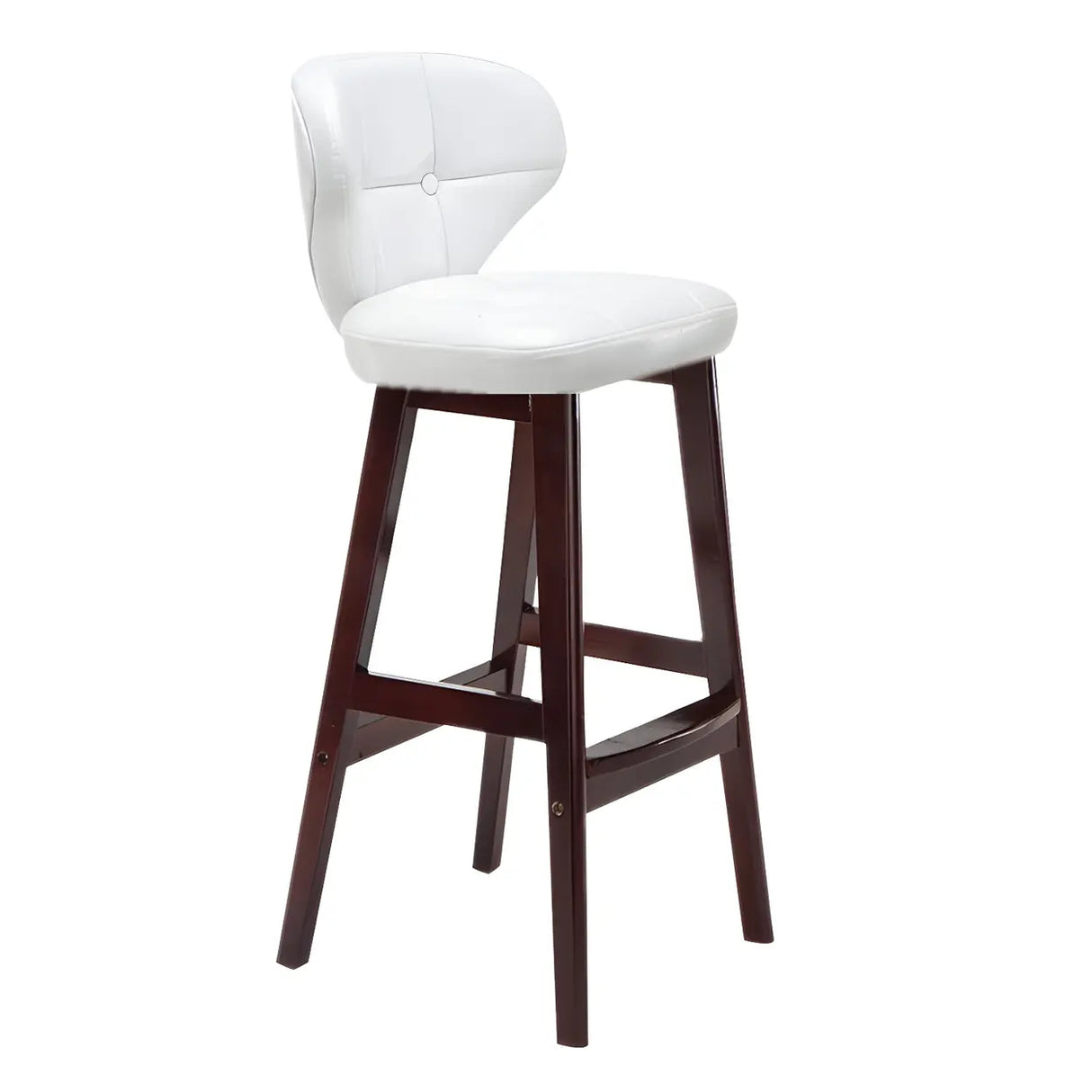 Espresso Wood Leather Upholstered Backrest Bar Stool Image - 36