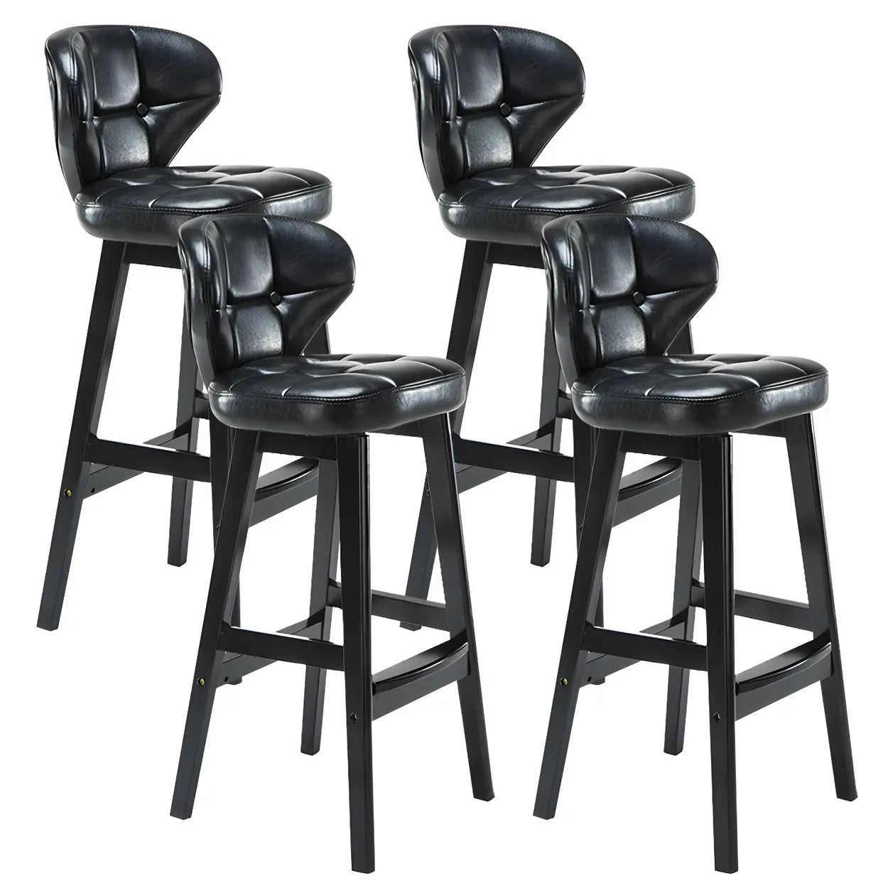 Espresso Wood Leather Upholstered Backrest Bar Stool Image - 5