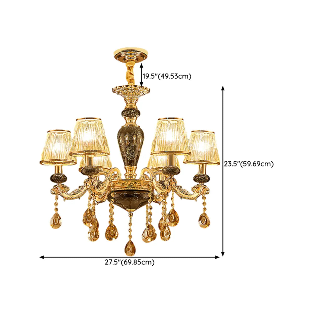 European Luxury Curved Ceramic Dining Room Gold Chandelier