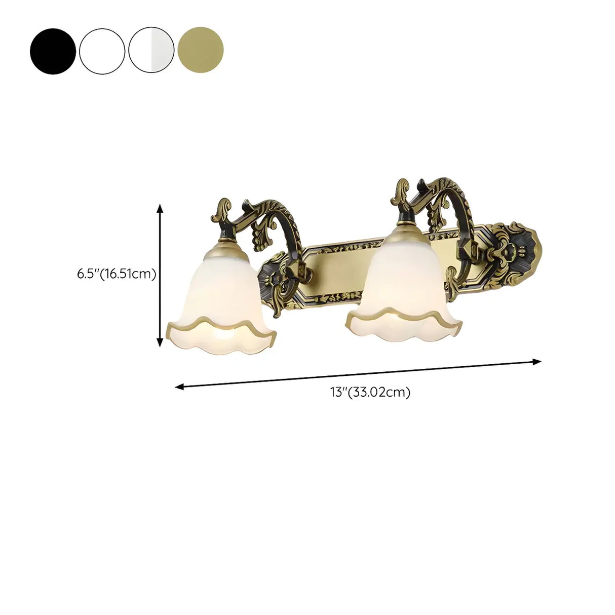 European Style Three-Light Floral White Vanity Light