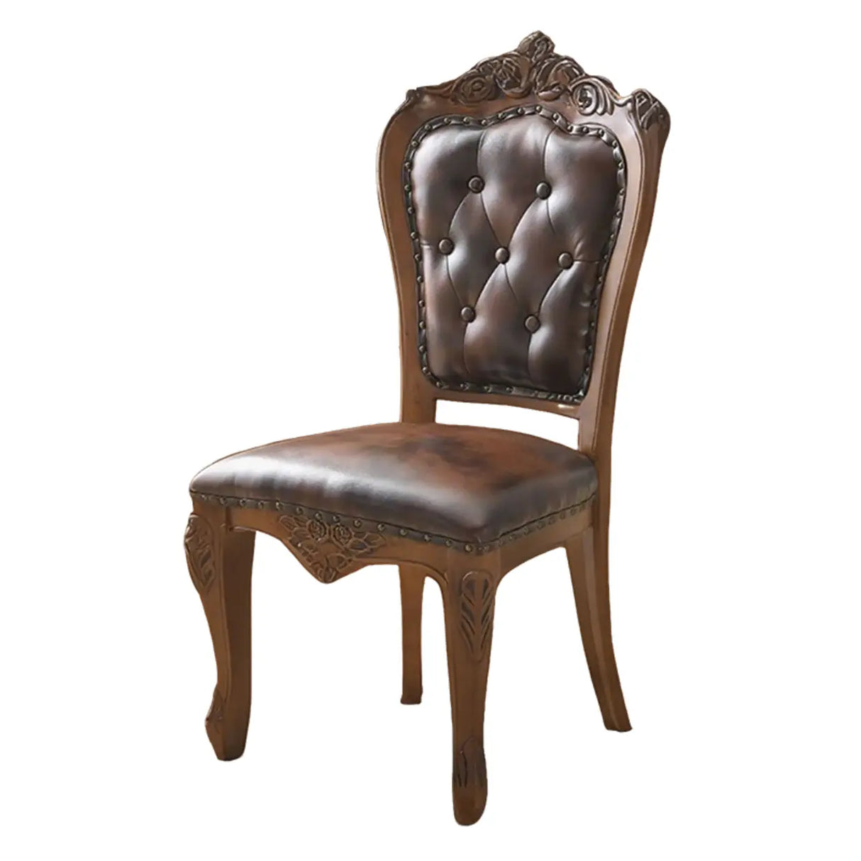 European Style Vintage Wooden Upholstered Dining Chair Image - 11