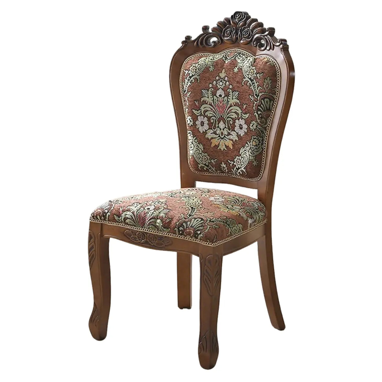 European Style Vintage Wooden Upholstered Dining Chair Image - 12