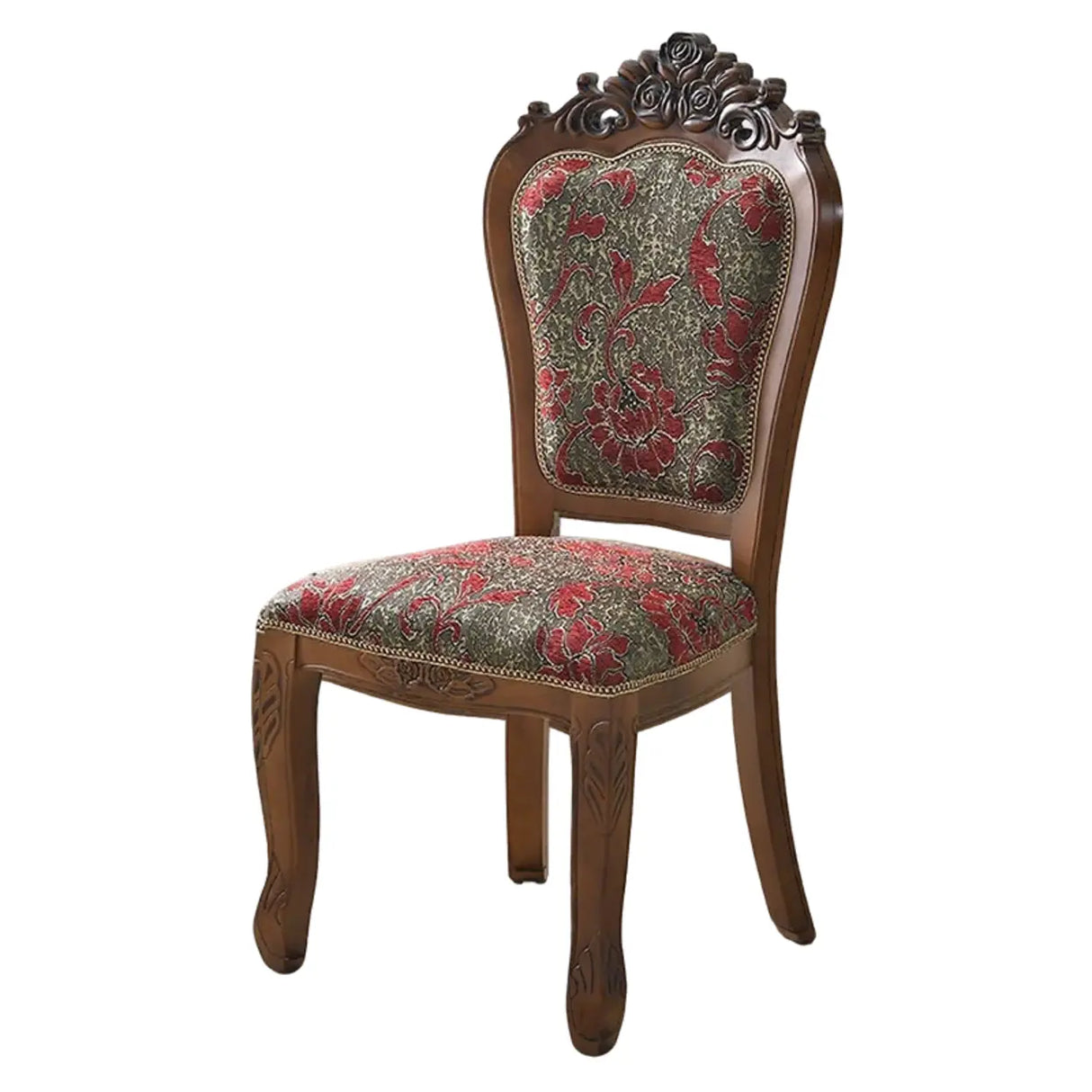 European Style Vintage Wooden Upholstered Dining Chair Image - 5